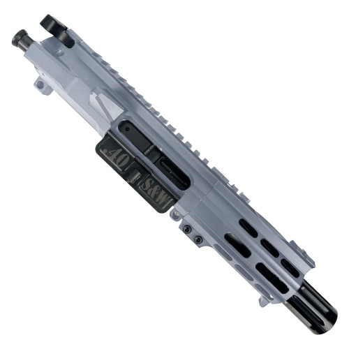 AR .40 S&W Billet Pistol Upper Assembly 4" Barrel Custom MLOK Handguard Complete w/ BCG & Charging Handle-Sniper Grey 