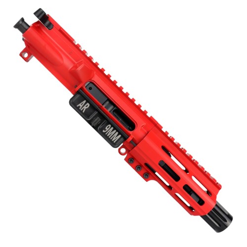 AR9 9mm Pistol Upper Assembly 4" Barrel MLOK Handguard Complete w/ BCG & Charging Handle -Red
