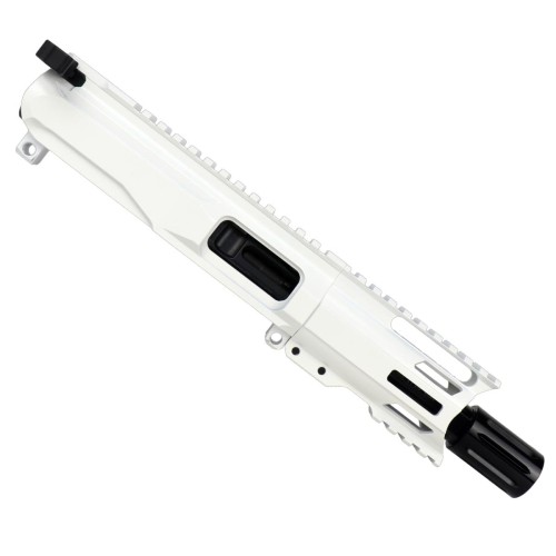 AR9 9mm Pistol Billet Upper Assembly 4" Barrel MLOK Handguard Complete w/ BCG & Charging Handle - White