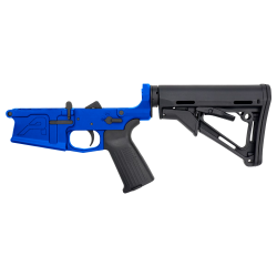 AR-10 / LR.308 AERO M5 COMPLETE LOWER RECEIVER W/ ADJUSTABLE STOCK ASSEMBLY - Flame Blue AR-10 / LR.308 AERO M5 COMPLETE LOWER RECEIVER W/ ADJUSTABLE STOCK ASSEMBLY - Flame Blue