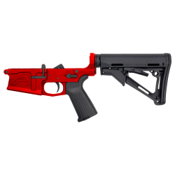 AR-10 / LR.308 AERO M5 COMPLETE LOWER RECEIVER W/ ADJUSTABLE STOCK ASSEMBLY - Red AR-10 / LR.308 AERO M5 COMPLETE LOWER RECEIVER W/ ADJUSTABLE STOCK ASSEMBLY - Red