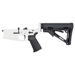AR-10 / LR.308 AERO M5 COMPLETE LOWER RECEIVER W/ ADJUSTABLE STOCK ASSEMBLY - Storm Trooper White AR-10 / LR.308 AERO M5 COMPLETE LOWER RECEIVER W/ ADJUSTABLE STOCK ASSEMBLY - Storm Trooper White