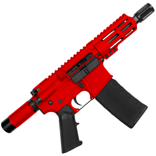 AR15 Micro .300 Blackout Pistol 5" Barrel 4" M-Lok Handguard w/ Micro Buffer System - Red