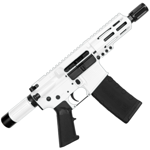 AR15 Micro .300 Blackout Pistol 5" Barrel 4" M-Lok Handguard w/ Micro Buffer System - Storm Trooper White