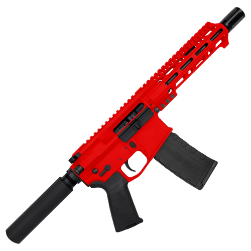 AR15 .223 5.56 Pistol Billet Upper/ Lower 8" Ballistic Advantage Barrel Custom M-Lok w/ Integrated Handstop - Red