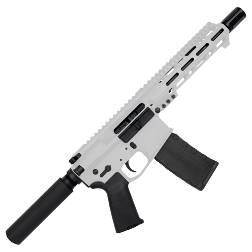 AR15 .300 BlackOut Pistol Billet Upper/ Lower 7.5" Barrel Custom M-Lok w/ Integrated Handstop - Storm Trooper White