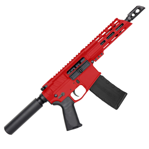 AR15 .223 5.56 NATO Pistol Billet Upper/ Lower 7" Barrel 7" Custom Slanted M-Lok Handguard- Red