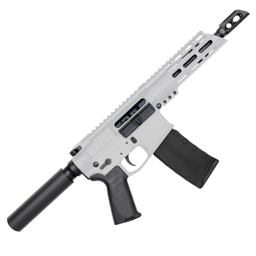 AR15 .223 5.56 NATO Pistol Billet Upper/ Lower 7" Barrel 7" Custom Slanted M-Lok Handguard- Storm Trooper White