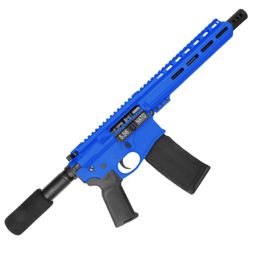 AR15 .223 5.56 Pistol Billet Upper/ Lower 8" Ballistic Advantage Barrel 9" M-Lok Handguard - Flame Blue