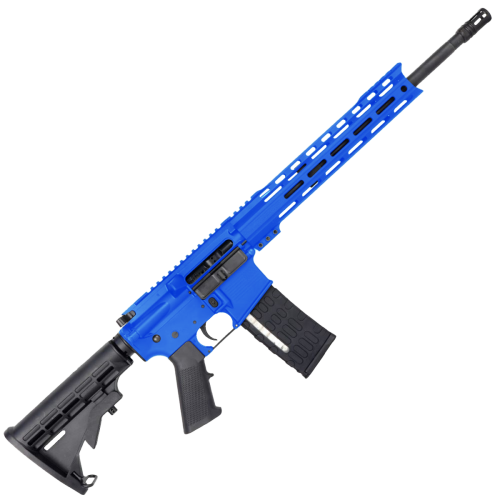 AR-15 Semi Auto .223/5.56 NATO Rifle 16" Barrel M4 Stock 12" Custom Hybrid Slim MLOK-  Flame Blue