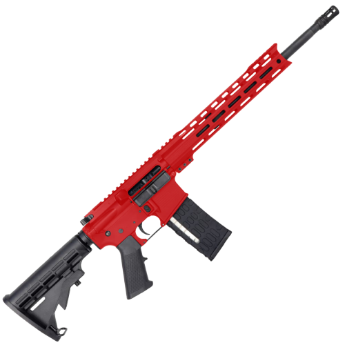 AR-15 Semi Auto .223/5.56 NATO Rifle 16" Barrel M4 Stock 12" Custom Hybrid Slim MLOK-  Red