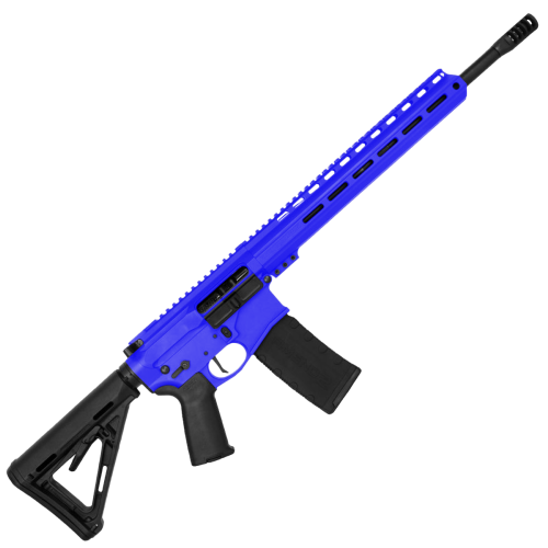 AR-15 Semi Auto .300 AAC Blackout Rifle 16" Barrel Slick Side Billet Upper / Lower 13" Custom M-LOK Handguard - Flame Blue