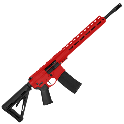 AR-15 Semi Auto .300 AAC Blackout Rifle 16" Barrel Slick Side Billet Upper / Lower 13" Custom M-LOK Handguard - Red