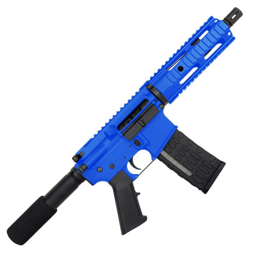 AR-15 Semi Auto .300 Blackout Tactical Pistol 7.5" Barrel  7" Quad Rail- Flame Blue