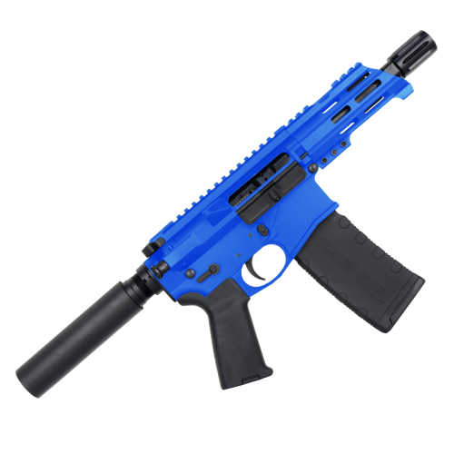 AR15 Micro 556 NATO Pistol Billet Upper/ Lower 5" Barrel Custom M-Lok Handguard - Flame Blue