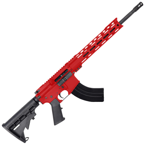 AR-15 7.62x39 Rifle 16" Barrel M4 Stock 12" Custom Hybrid Slim MLOK - Red