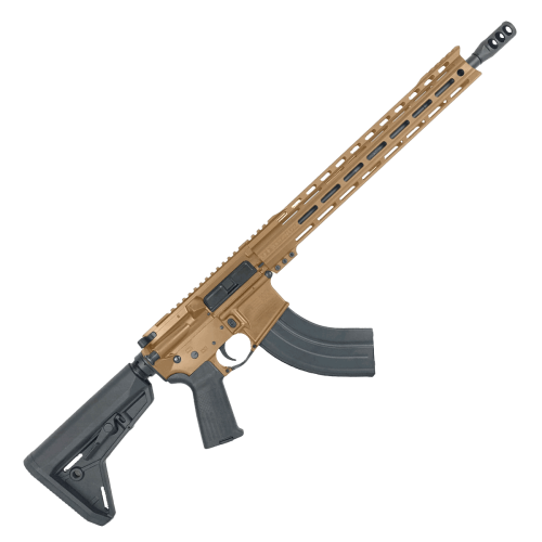 American Built Custom Semi Auto AR-47 7.62X39 MM Rifle16" Barrel Adjustable SL Stock 15" M-LOK Handguard - Burnt Bronze