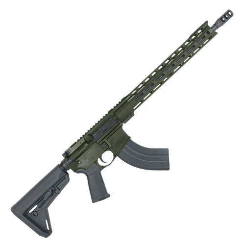 American Built Custom Semi Auto AR-47 7.62X39 MM Rifle16" Barrel Adjustable SL Stock 15" M-LOK Handguard - Olive Drab Green