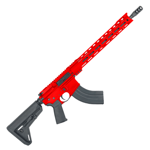 American Built Custom Semi Auto AR-47 7.62X39 MM Rifle16" Barrel Adjustable SL Stock 15" M-LOK Handguard - Red