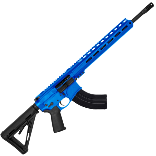 AR-15 7.62x39 Rifle 16" Barrel Slick Side Billet Upper / Lower 13" Custom M-LOK Handguard - Flame Blue