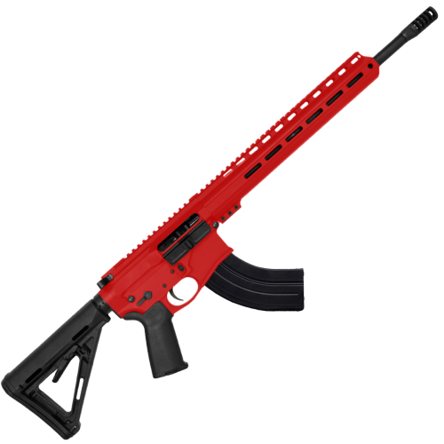 AR-15 7.62x39 Rifle 16" Barrel Slick Side Billet Upper / Lower 13" Custom M-LOK Handguard - Red