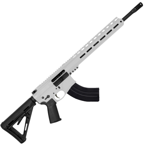 AR-15 7.62x39 Rifle 16" Barrel Slick Side Billet Upper / Lower 13" Custom M-LOK Handguard - Storm Trooper White