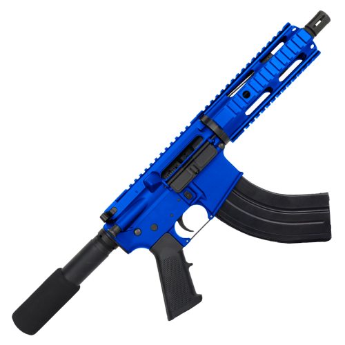 AR 7.62x39 Semi Auto Tactical Pistol 7" Nitride Barrel  7" Free Float Quad Rail - Flame Blue