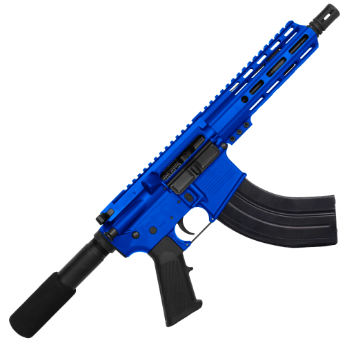 AR 7.62X39 Semi Auto Pistol 7.5" Barrel 7" Custom D-Cut Front MLOK Handguard- Flame Blue