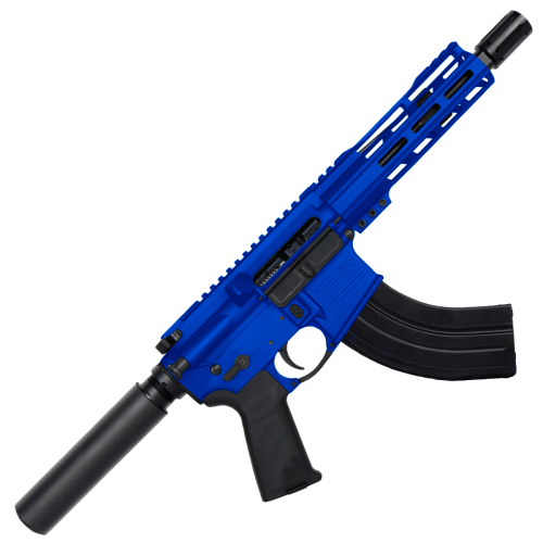 AR 7.62x39 Semi Auto Pistol SBA3 Style Top Cut Custom 7" MLOK - Flame Blue