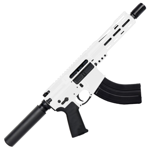 AR 7.62x39 Semi Auto Pistol SBA3 Style Top Cut Custom 7" MLOK - Storm Trooper White