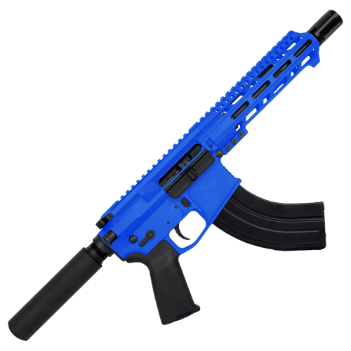 AR15 7.62X39 Pistol Billet Upper/ Lower 7.5" Barrel Custom M-Lok w/ Integrated Handstop - Flame Blue