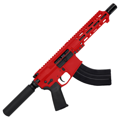 AR15 7.62X39 Pistol Billet Upper/ Lower 7.5" Barrel Custom M-Lok w/ Integrated Handstop - Red