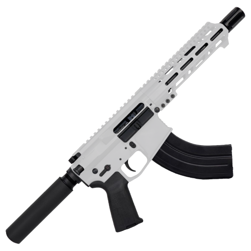 AR15 7.62X39 Pistol Billet Upper/ Lower 7.5" Barrel Custom M-Lok w/ Integrated Handstop - Storm Trooper White