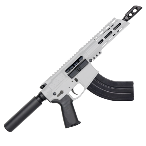 AR15 7.62x39 NATO Pistol Billet Upper/ Lower 7" Barrel 7" Custom Slanted M-Lok Handguard- Storm Trooper White