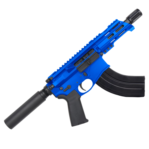 AR15 Micro 7.62x39 Pistol Billet Upper/ Lower 5" Barrel Custom M-Lok Handguard - Flame Blue